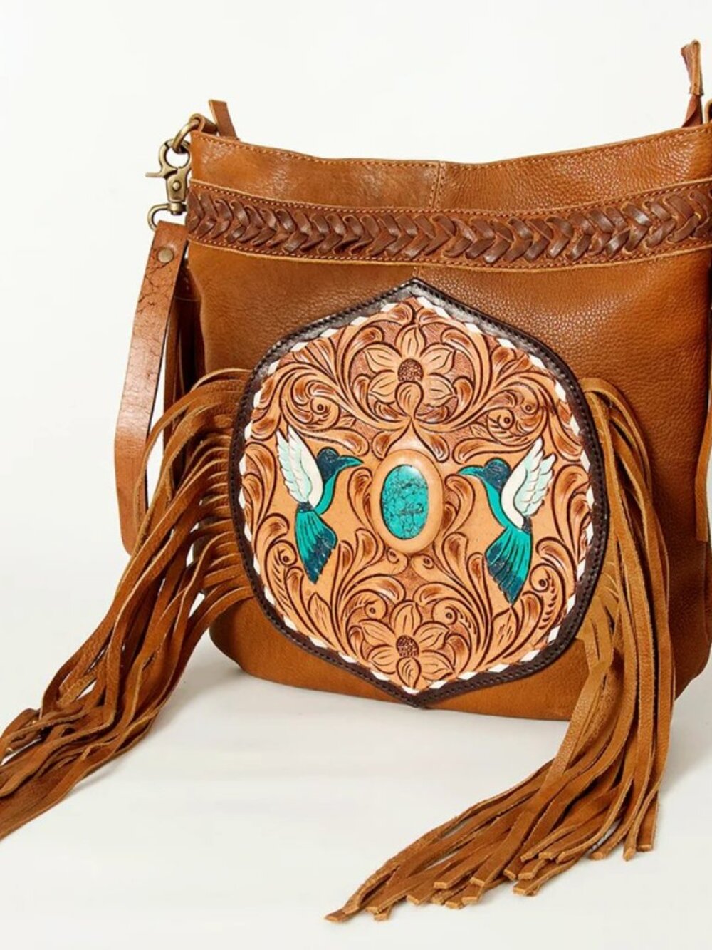 American Darling Turquoise Hummingbird Spirit Fringe Crossbody - Picture 3 of 9